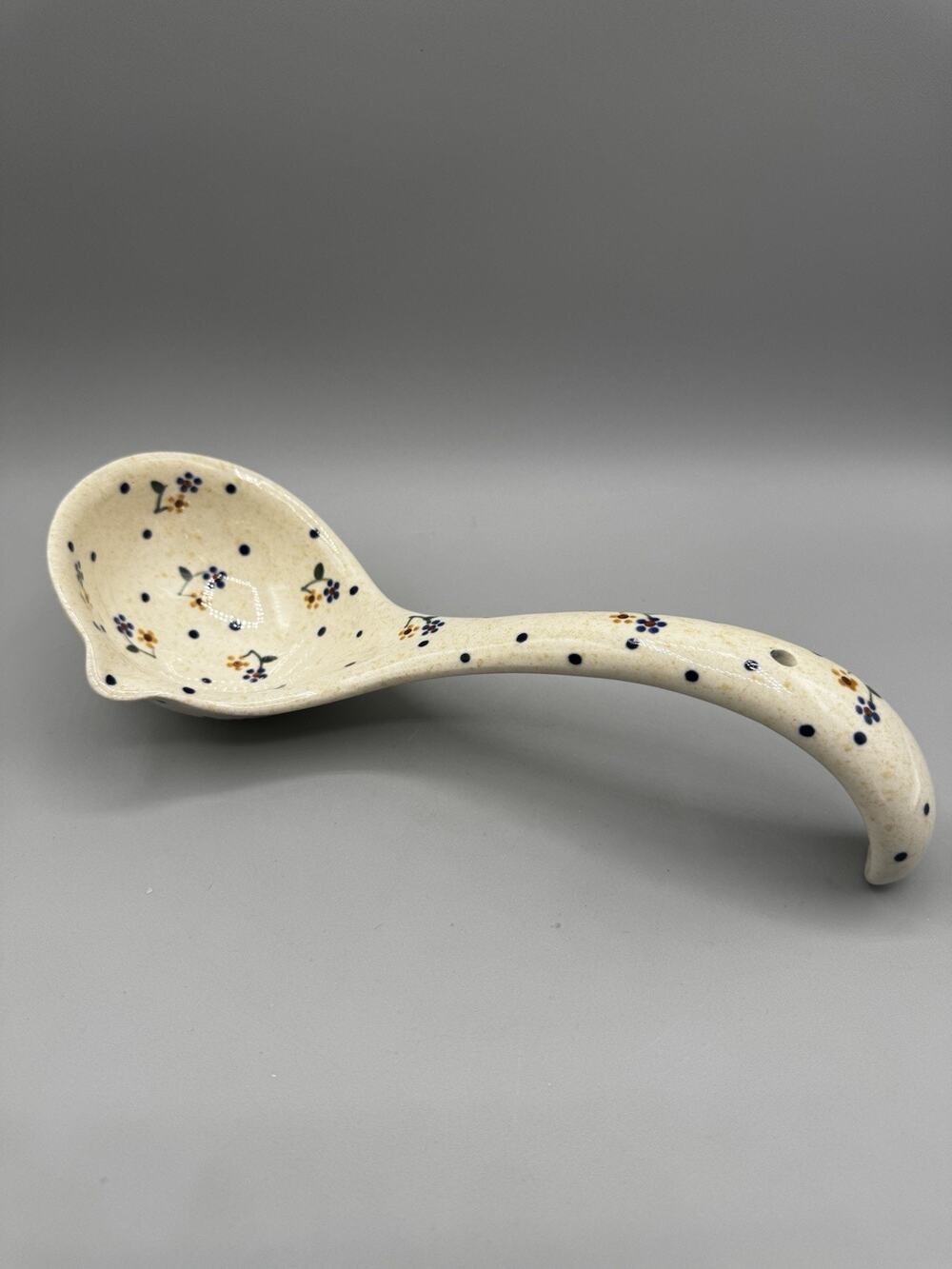 Polish Pottery Soup Ladle Country Meadow Pattern Bolesławiec Poland Ceramic
